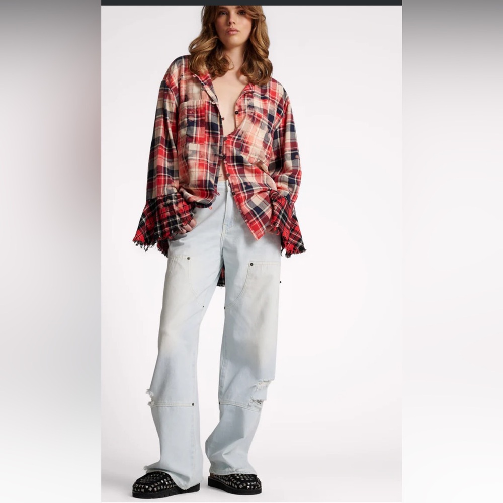 Free People One Teaspoon Jackson Mid Waist Wide Leg Denim Jeans Le Surf 90s